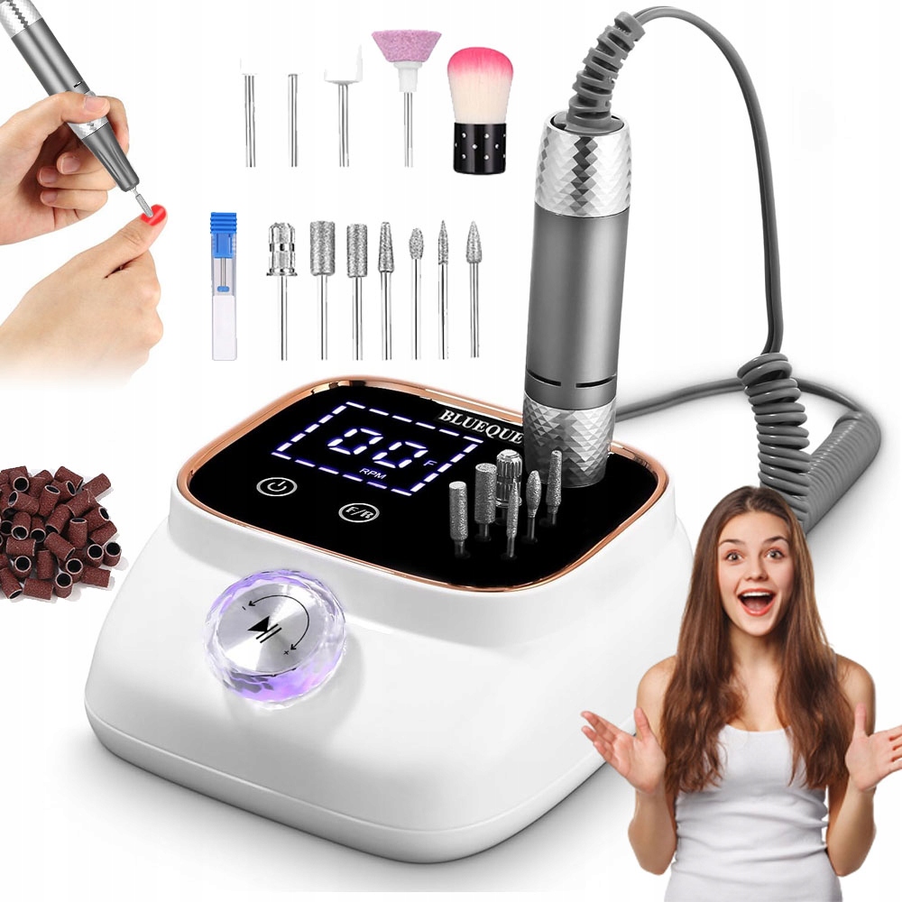 Elektrická Frézovací Bruska Na Nehty Přenosná 45000 Ot. Bílá 50 W