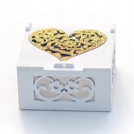 Białe Pudełko na obrączki ZŁOTE Marka inny