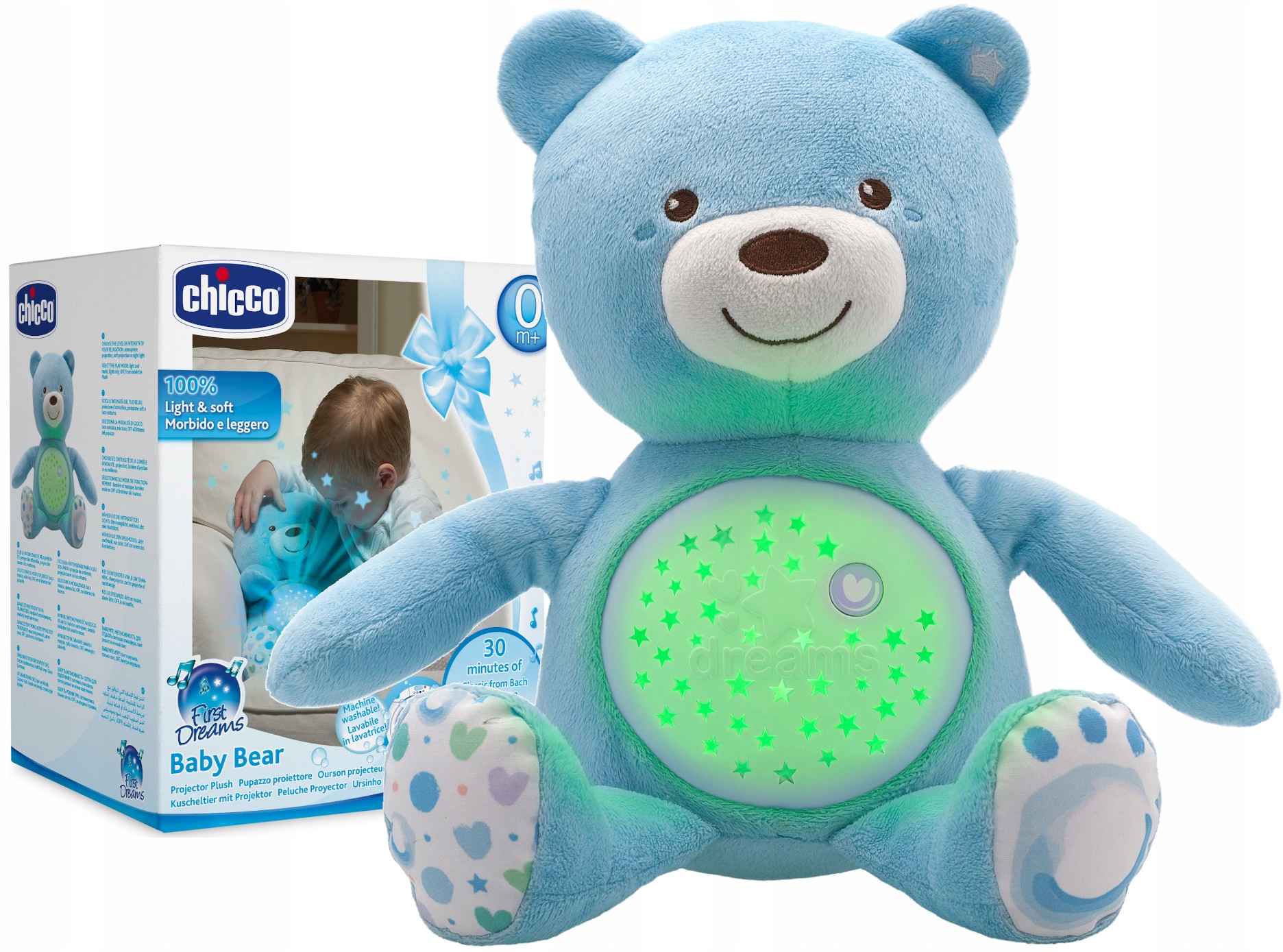 CHICCO МЕДВЕЖОНОК С ПРОЕКТОРОМ 3 В 1 ИНДИКАТОР + КОЛЫБЕЛЬНЫЕ
