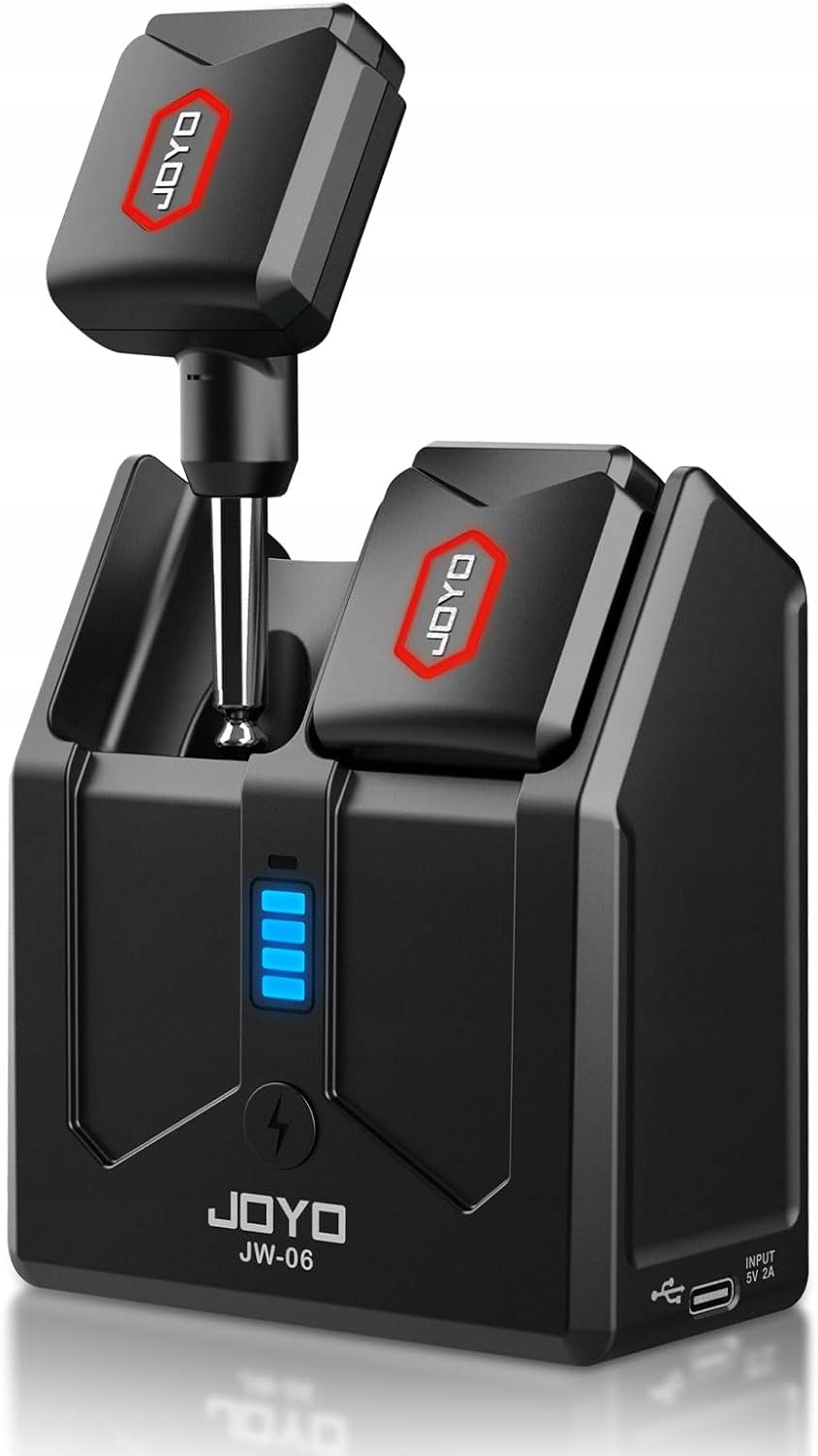 Joyo JW-06 bezdrátový systém pro kytaru/baskytaru 5,8 GHz, latence <6 ms, dosah 20 m, 4 kanály, pouzdro s powerbankou 5000 mAh