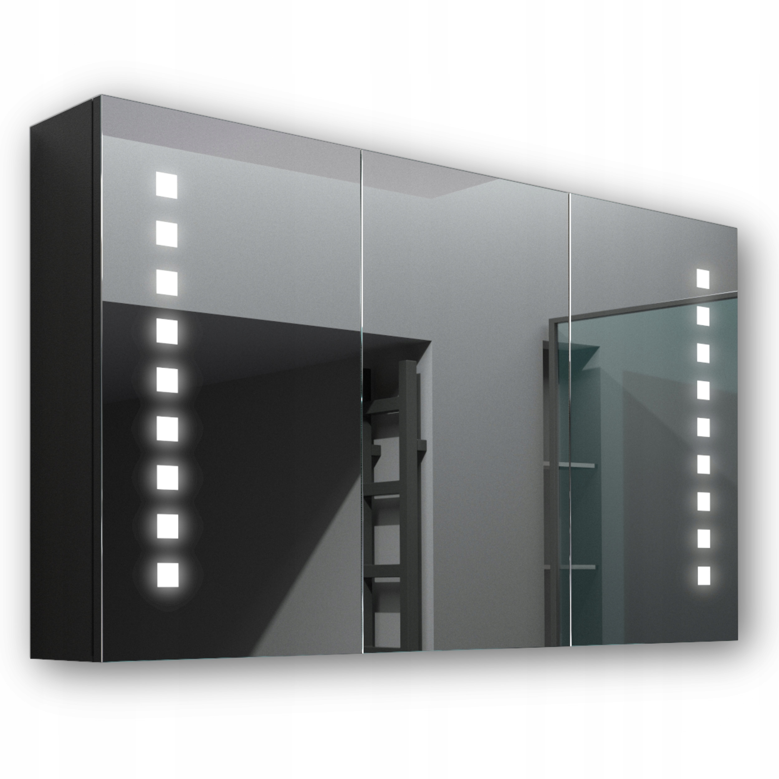 Drevená skrinka 120x70 Led zrkadlo Merkur čierna