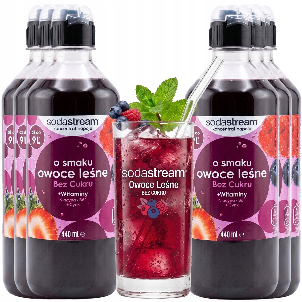 6 x sirup Koncentrát Sodastream Red Berries Lesní Ovoce 9L Nápoje S 440ML