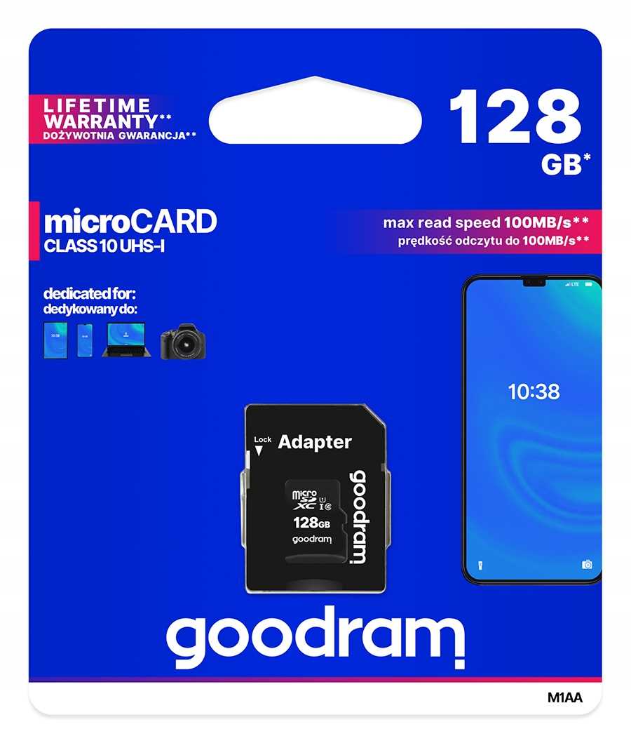 Paměťová Karta microSDXC 128 Gb Class 10 Adaptér Pro Sd