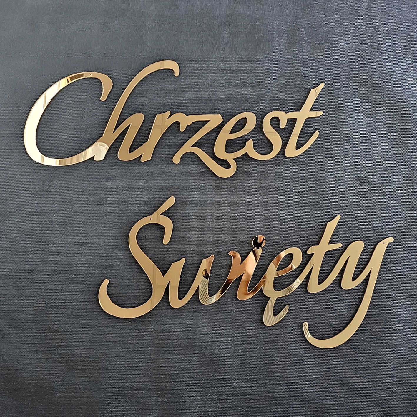 Velký zlatý zrcadlový nápis Svatý křest, zlaté ozdoby na zeď