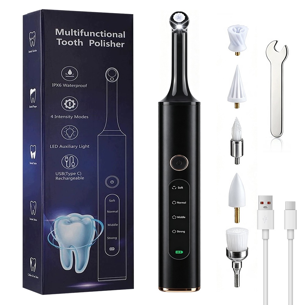 800 mAh elektryczna polerka do zębów IPX6 z 5 końcówkami i kablem Usb