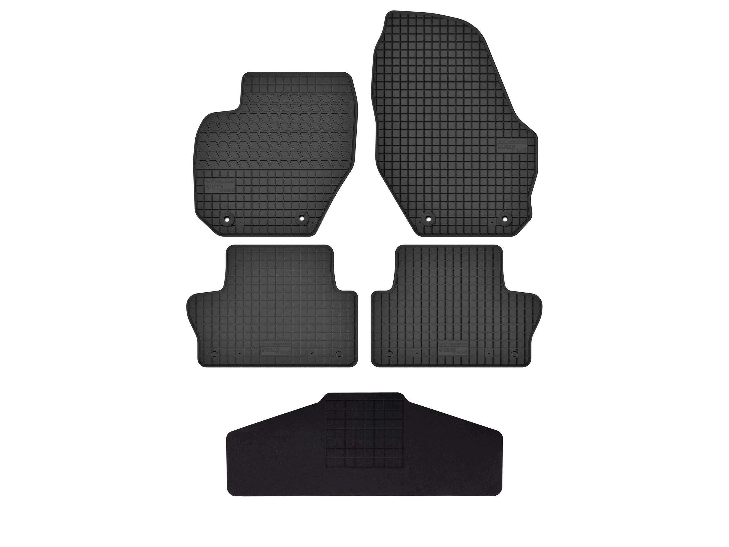 Gumové koberce pro Volvo S60 II 2010-2018 5 ks s tunelem SolidTread rant