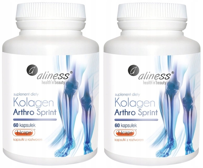 Aliness Kolagen Rybi Kwas hialuronowy Mobilność stawów Kości 2 x 60 kaps.