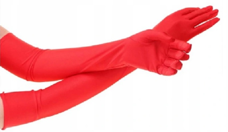

Rękawiczki Długie Wieczorowe Retro Czerwone Lycra