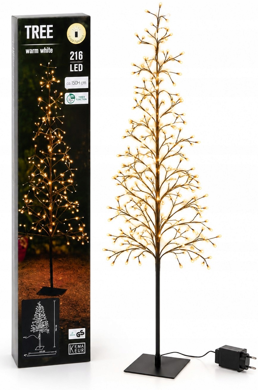 Led stromek 150 cm 216 Led teplá bílá 6 hodin vnitřní venkovní