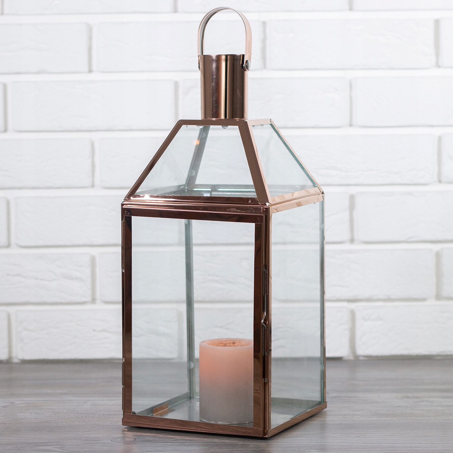 LAMPION ROSE GOLD metal / szkło wys. 45cm Marka Skandi.pl