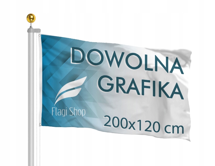 Flaga Reklamowa 200x120 cm Firmowa Nadruk Napis Logo + PROJEKT GRATIS