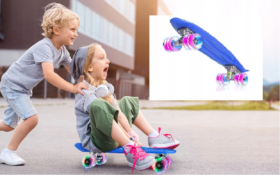 DESKOROLKA FISZKA DESKA ŚWIECĄCE KOŁA LED RGB FISHBOARD DZIECI 56CM KOLORY Twardość kół 82A