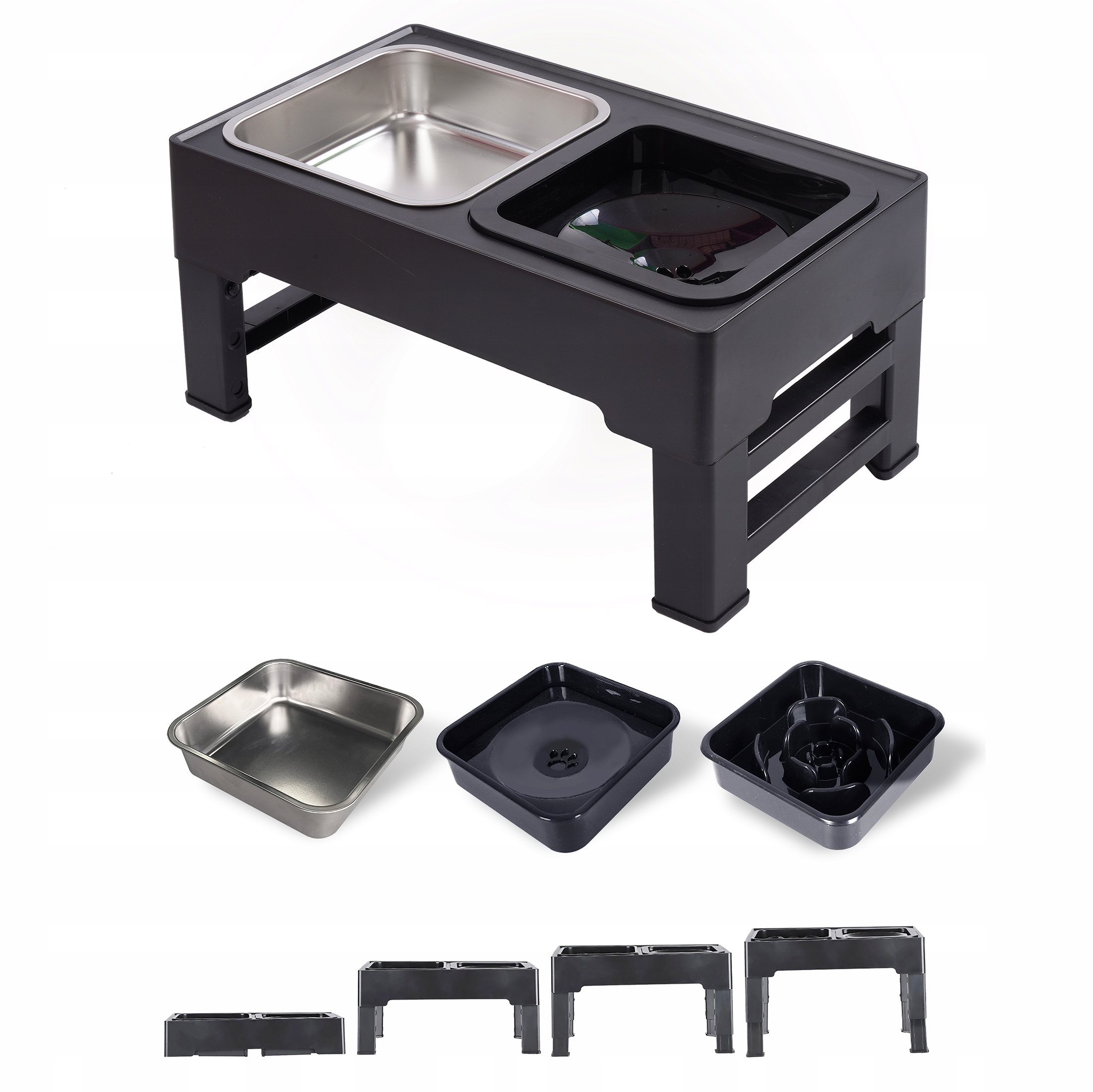 Zestaw Trzech Misek do karmienia Psów Regulowana Wysokość Spowalniająca