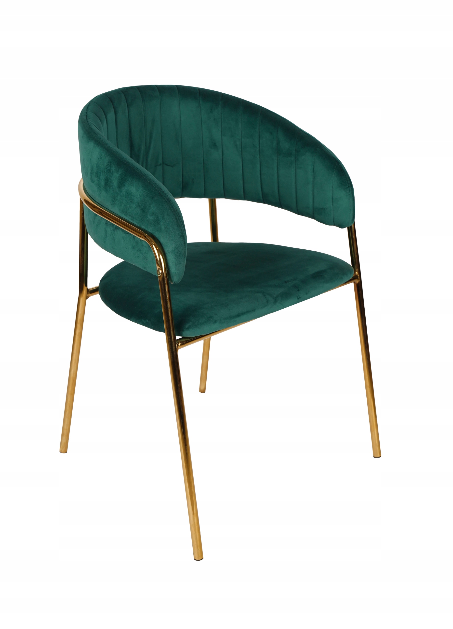 KRZESŁO GLAMOUR ZŁOTE NOGI PIKOWANE WELUR ZIELONE