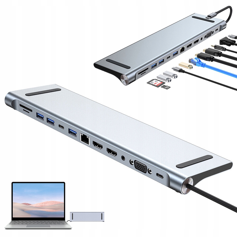 Adaptér Hub Dokovací Stanice 12V1 Usb-c Hdmi 4K Sd Čtečka Notebooků