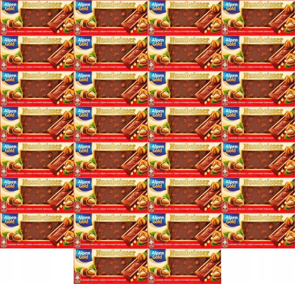 Czekolada Mleczna Nussbeisser z Całymi Orzechami Laskowymi 100g x100
