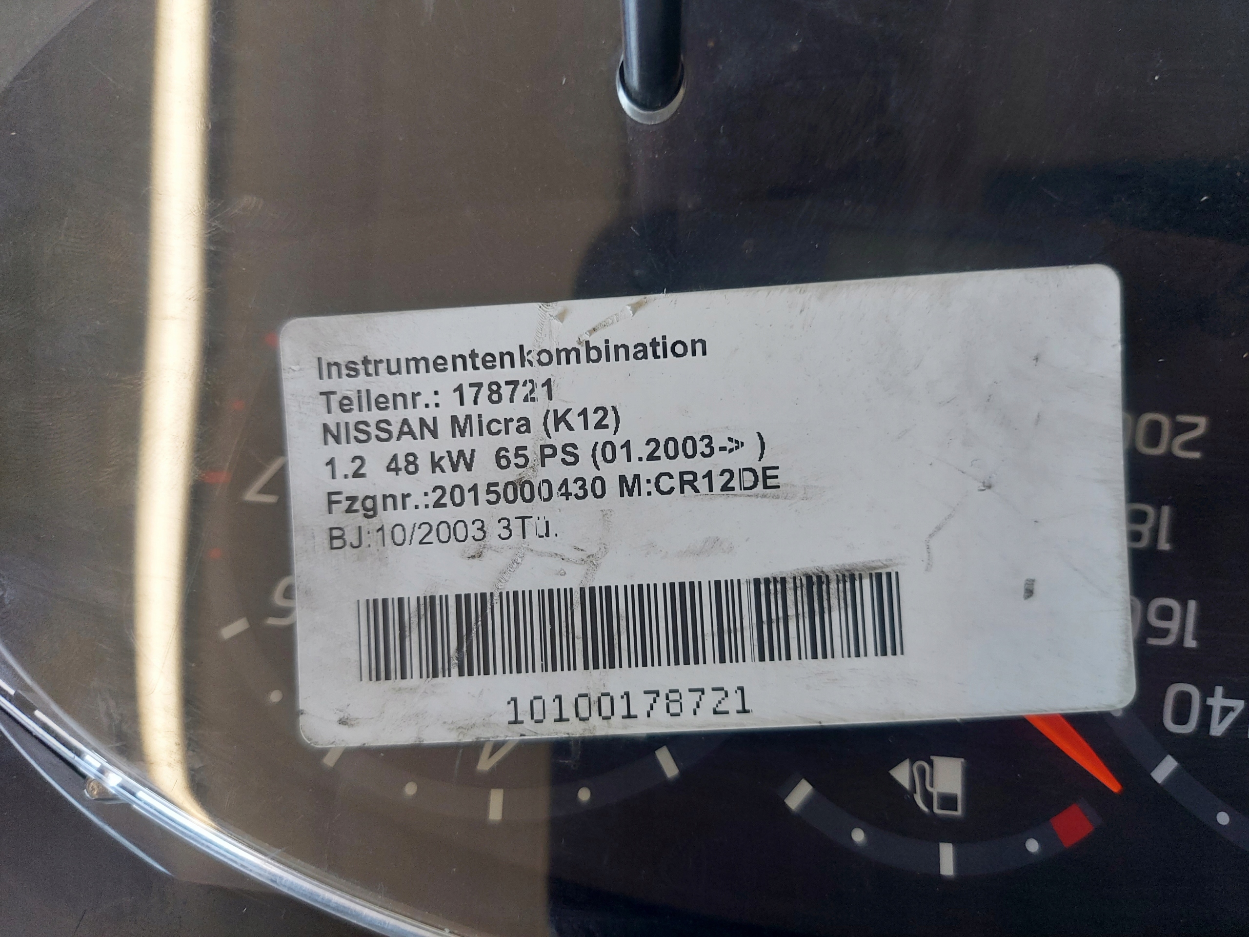 dials clock NISSAN MICRA K12 1.2 B AX760