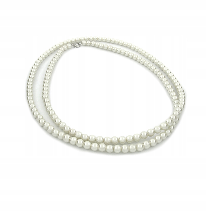NASZYJNIK PERŁY BIAŁE 8 mm SZKLANE 120 cm