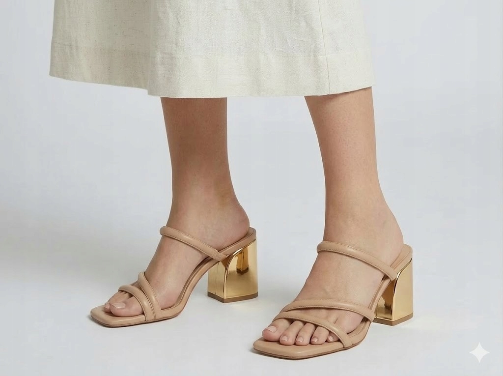 Bottega 22 Béžové Nazouváky Na Ozdobném Podpatku Dámské S Nazouvací 38 I_a