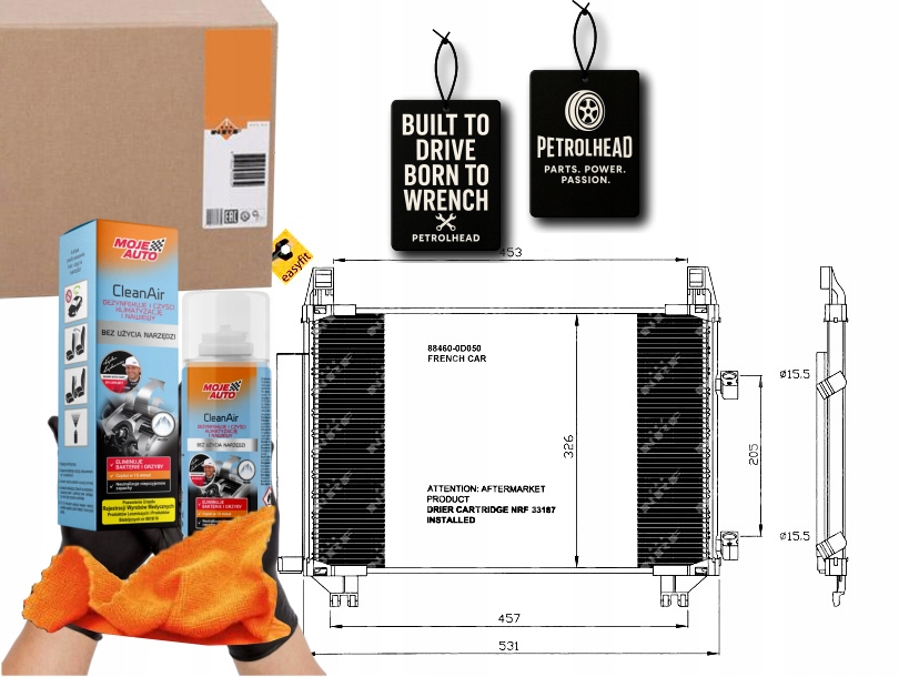 Kondenzátor Klimatizace Toyota Yaris 06- 1,3 Nrf #Petrolhead Pro+ Kit9