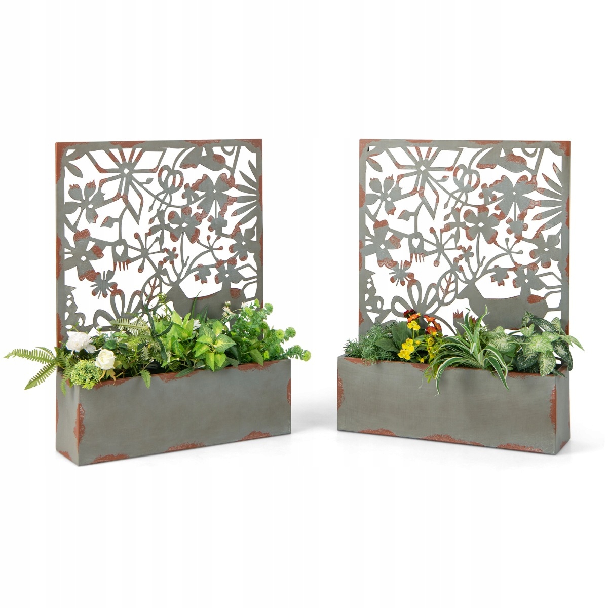 Dekoratívny kvetináč kvetinový Set 2 ks 60 x 17 x 20 cm kovový