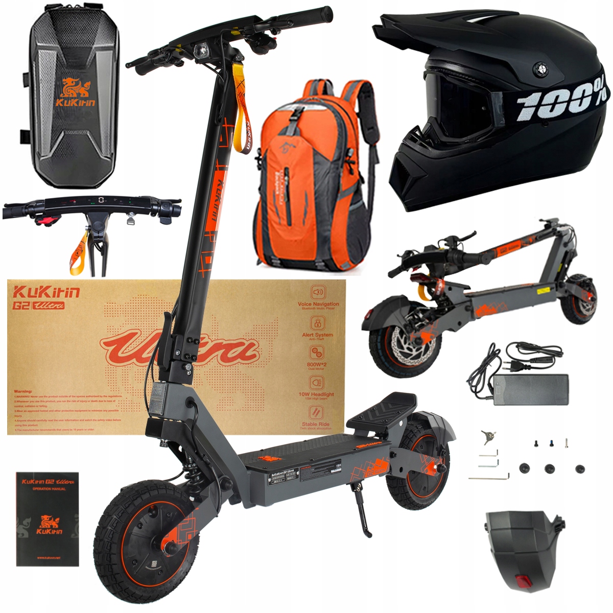 Kukirin G2 Ultra elektrické vozidlo 2000W 55km/h 55KM 48V18Ah 10" dárky