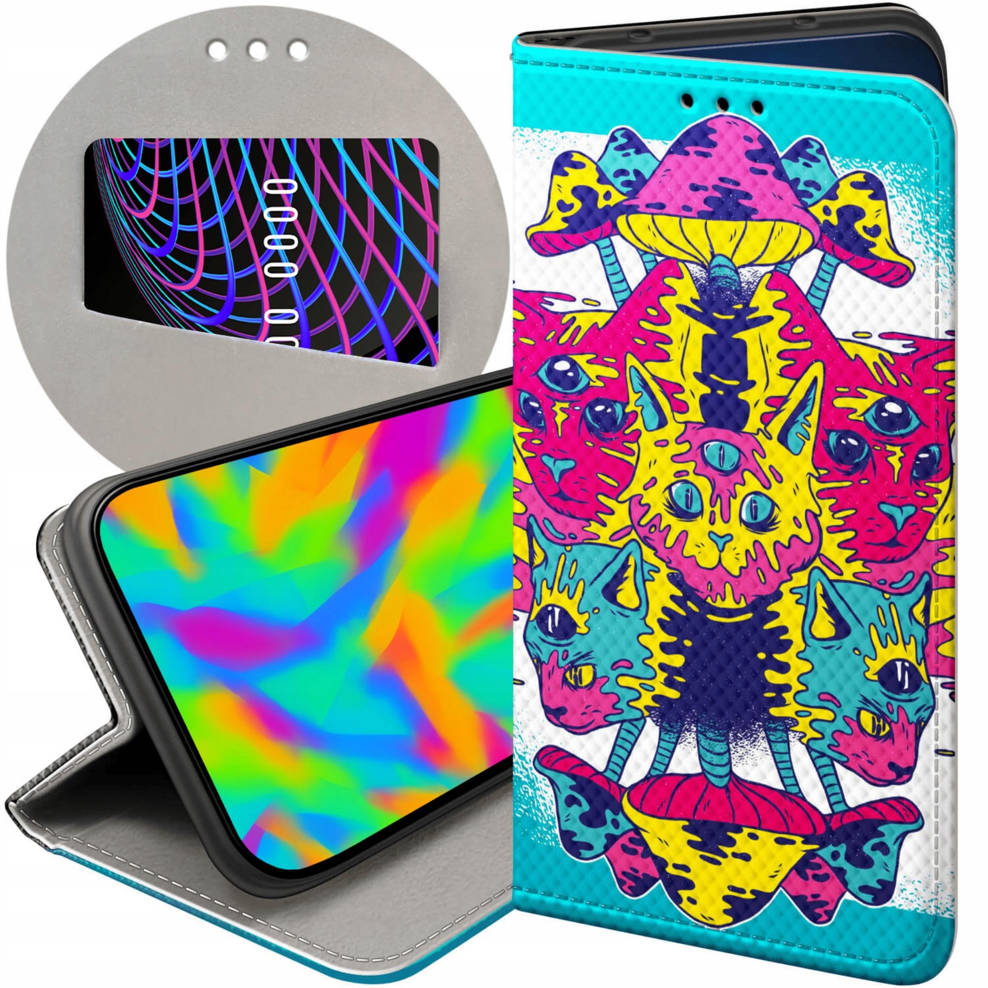 Etui Z Klapką Do Xiaomi Redmi Note 9T Psycho Lsd Psychodelic Grzybki