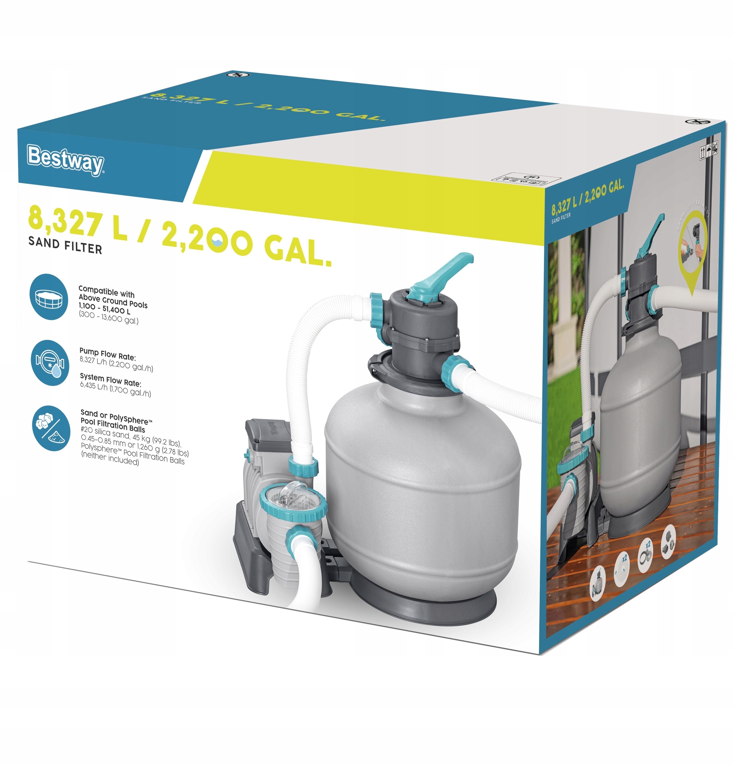 Filtračná Piesková pumpa pre bazény 8327 l/h Bestway 58499 Timer Model 2026