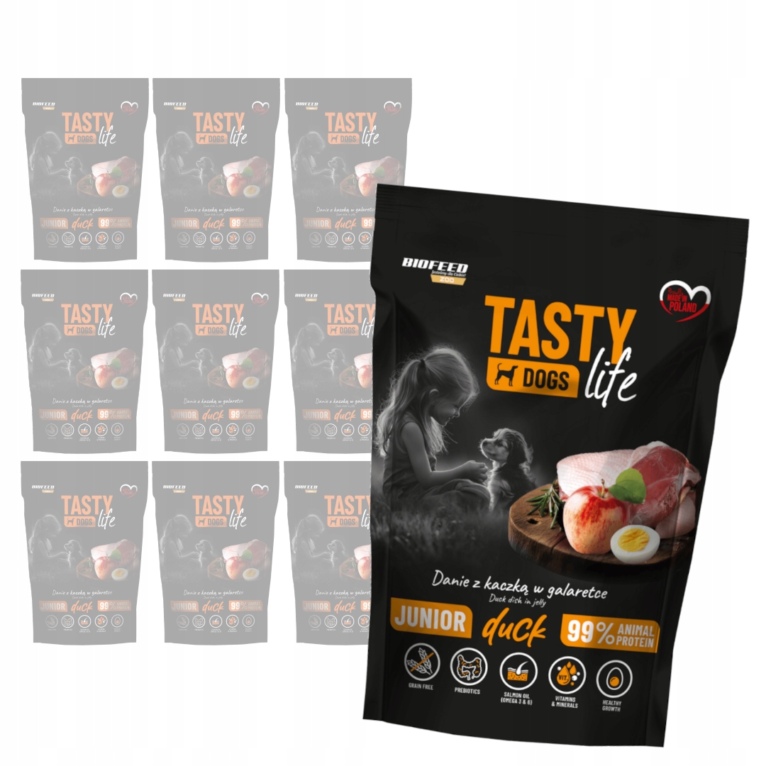 Biofeed Tasty Dogs Life Junior s kachnou 10x500g Vlhké Krmivo pro štěňata