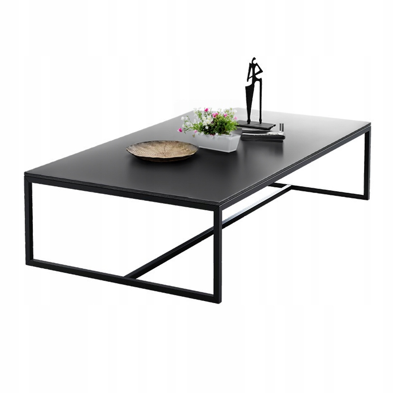 Lavička Konferenční Stolek Moderní Obdélníkový 120x60x42 CM Černý Industriální