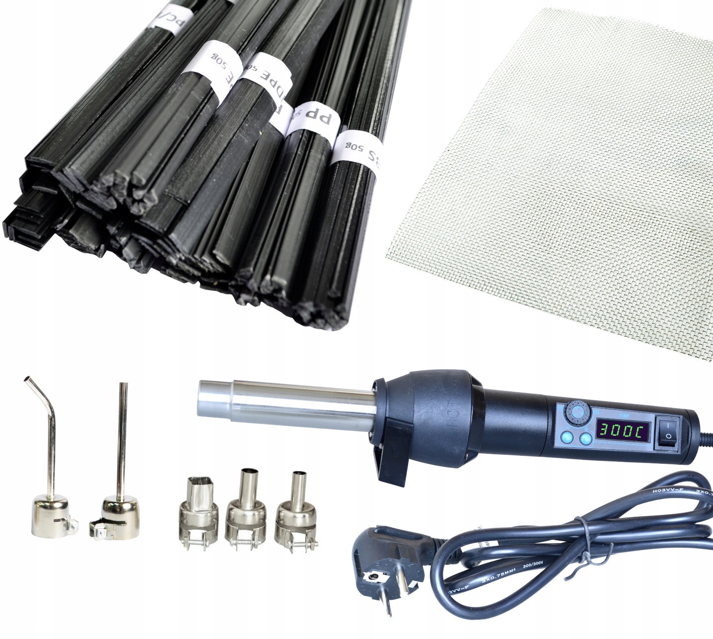 Spawarka do plastiku WEP 8858-I + zestaw 5 dysz, plastik, siatka