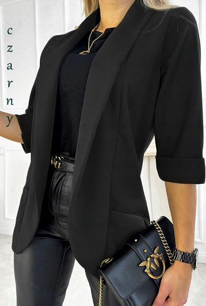 Modna DAMSKA MARYNARKA stylowy żakiet blezer cudowne kolory Kolor czarny