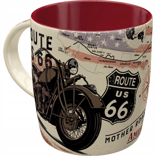 

Kubek ceramiczny z grafiką retro Route 66 Bike Map