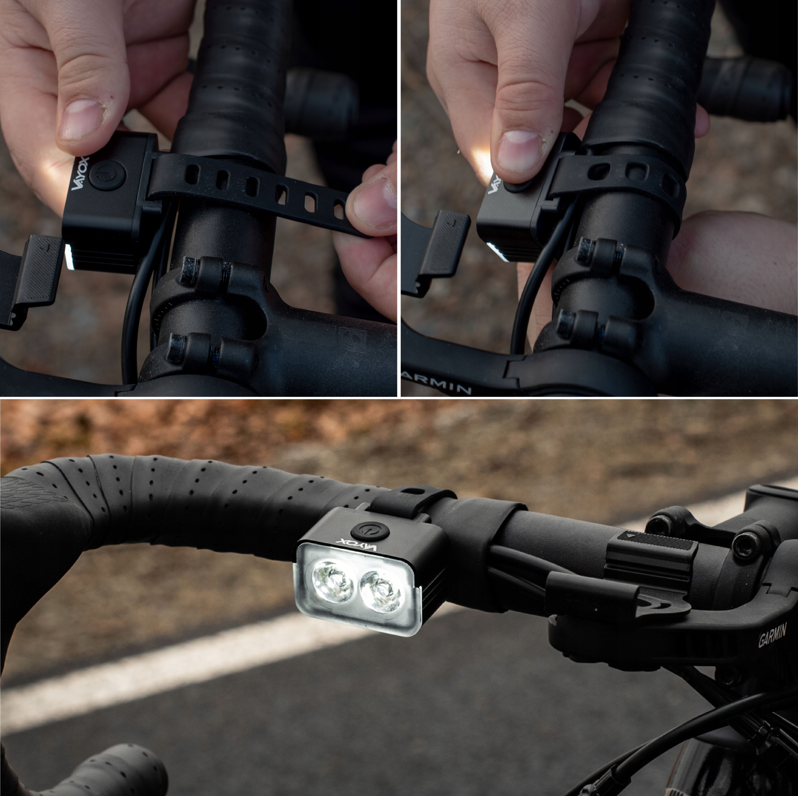 LAMPKA ROWEROWA PRZÓD NA KIEROWNICE ŚWIATŁO LED OŚWIETLENIE ROWER USB VAYOX Zasilanie akumulator