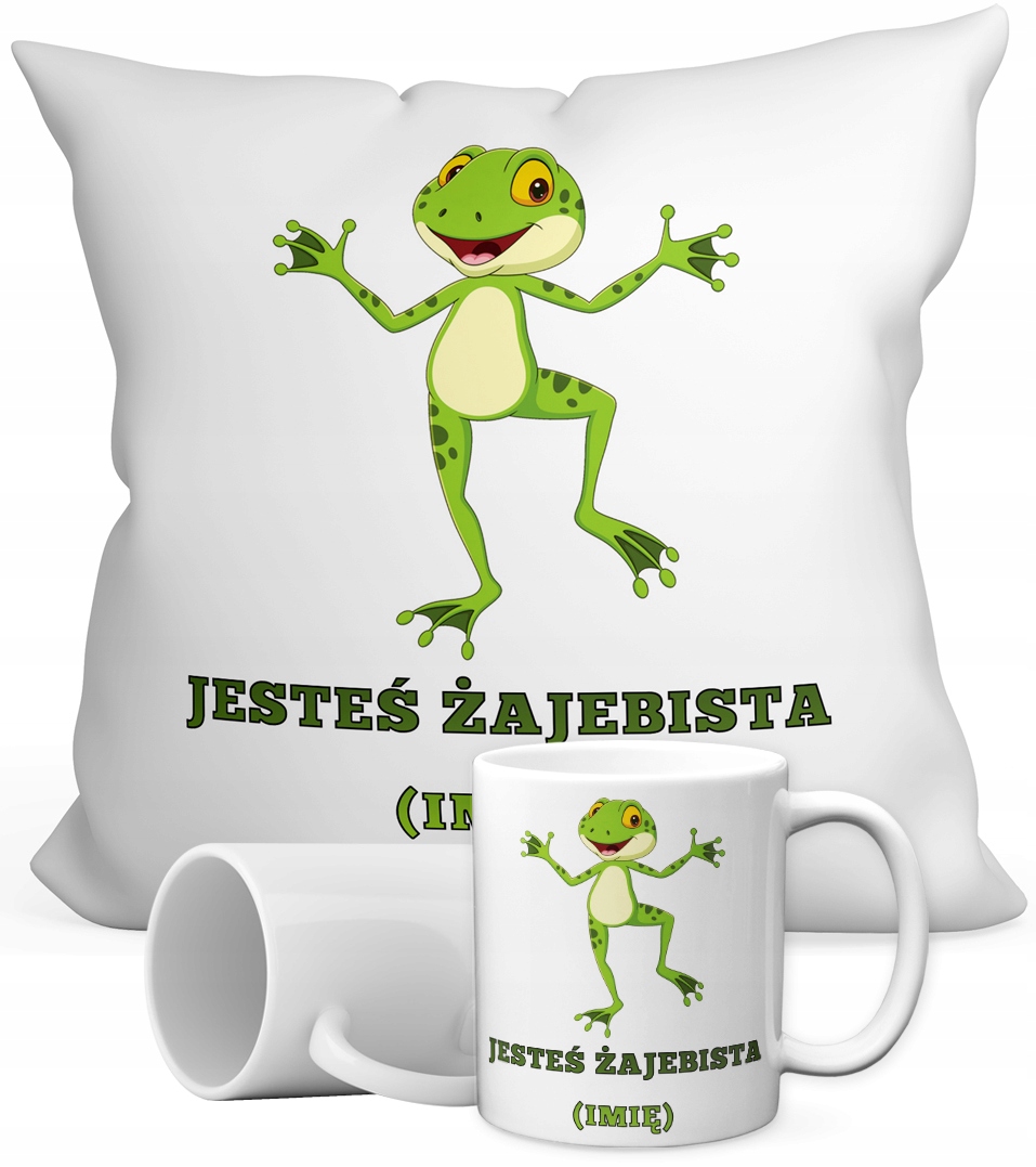 

Zestaw Kubek Poduszka Śmieszny Żaba Imię