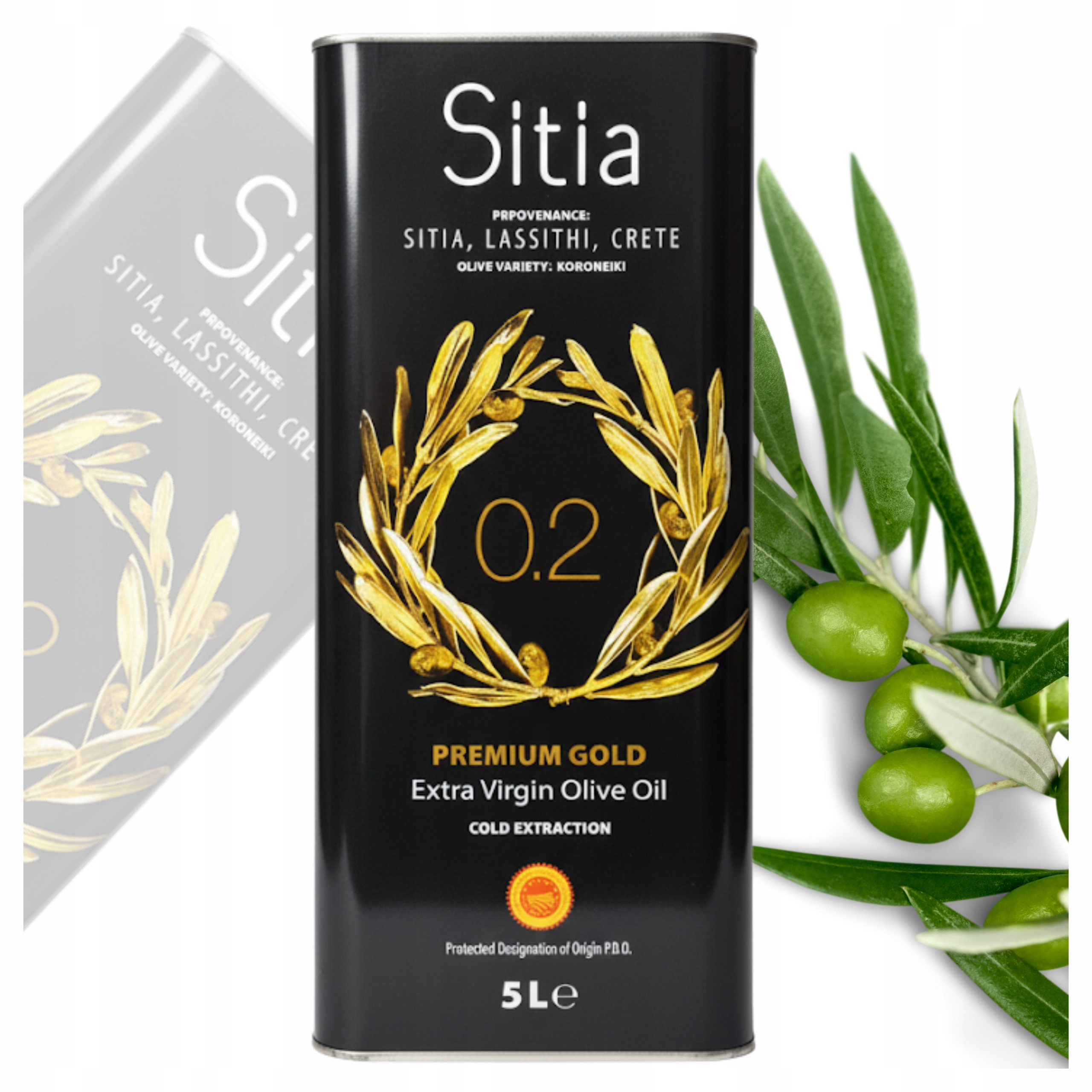Oliwa Z Oliwek Extra Virgin Grecka 5L Kwasowość 0,2% Sitia Premium Gold