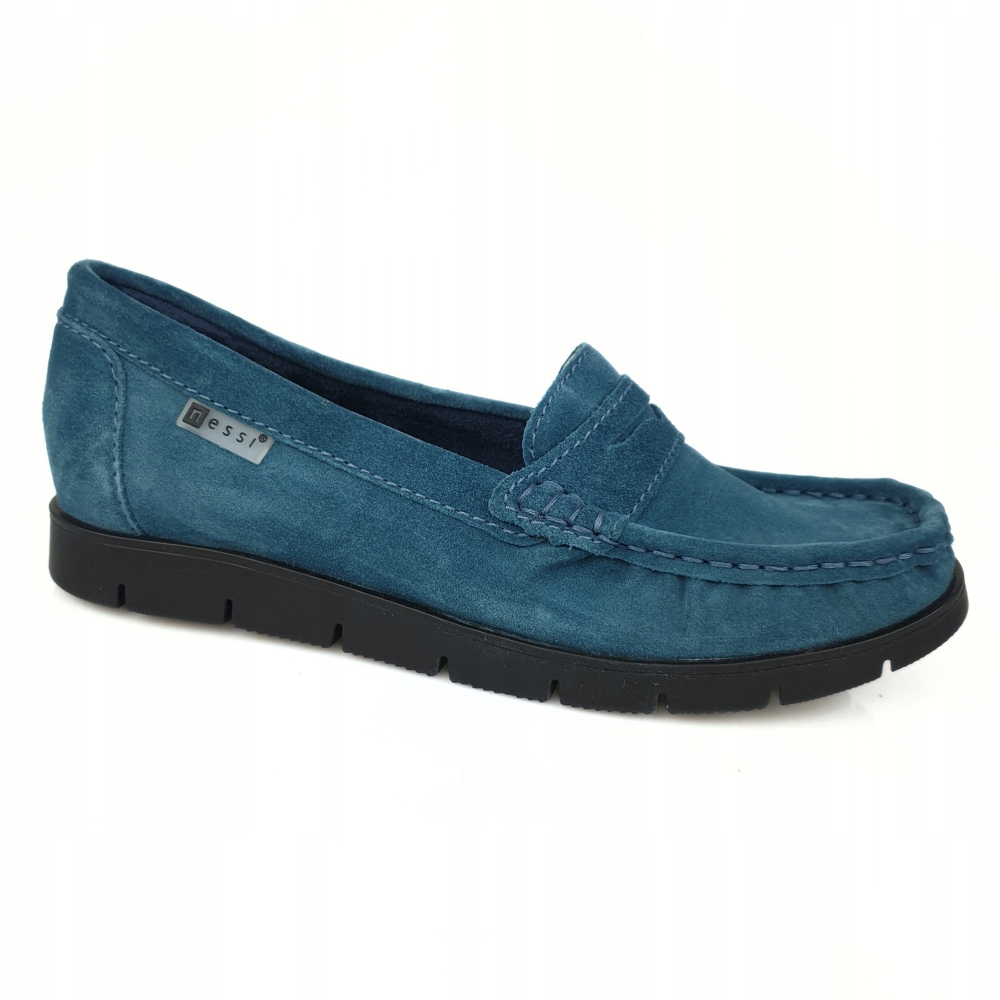 Nessi 76506 765 mokasyny kolor morski skóra welur r. 40