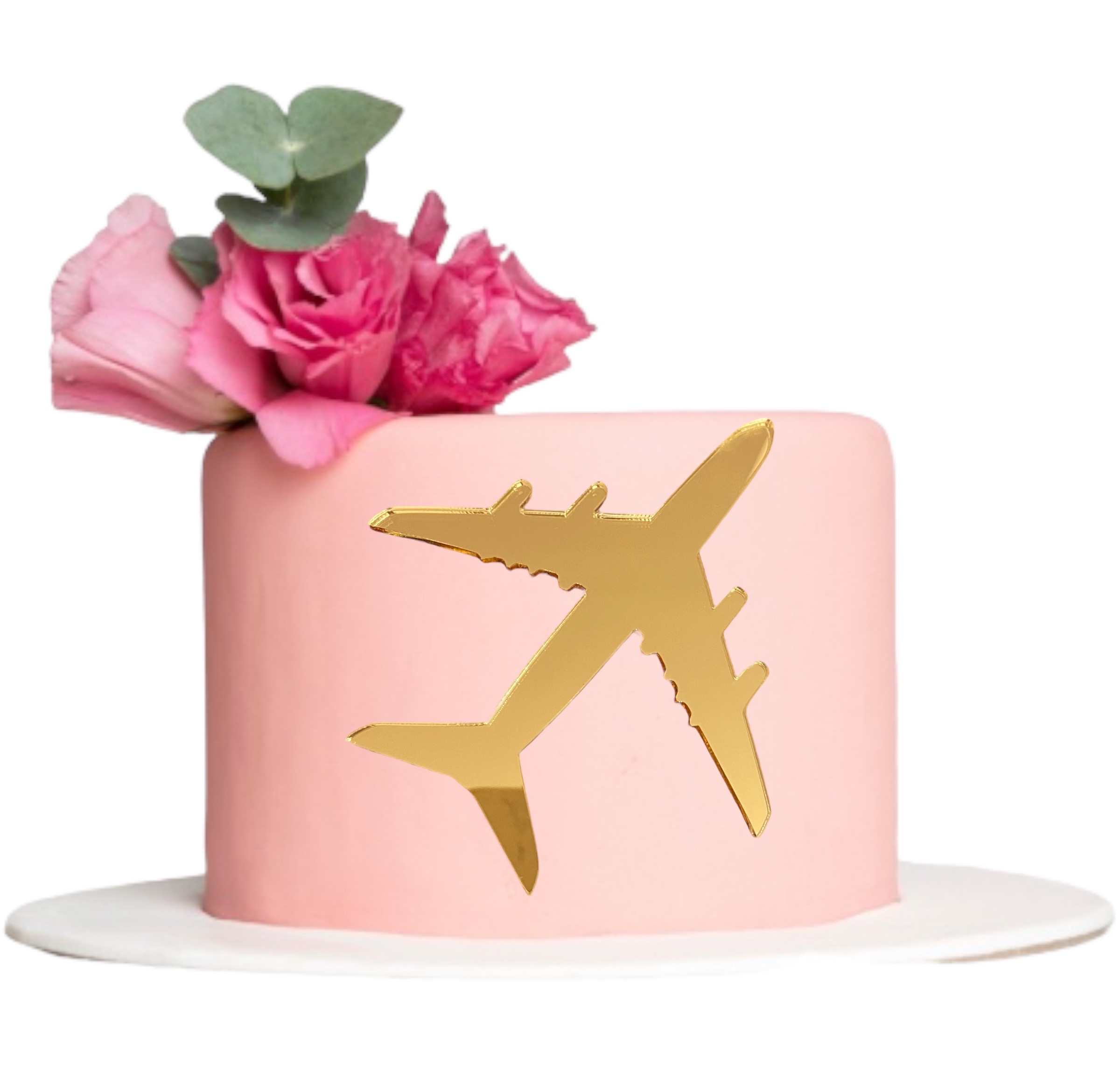 Topper SAMOLOT DEKOR na bok tortu ZŁOTY LUSTRZANY Marka Kapart