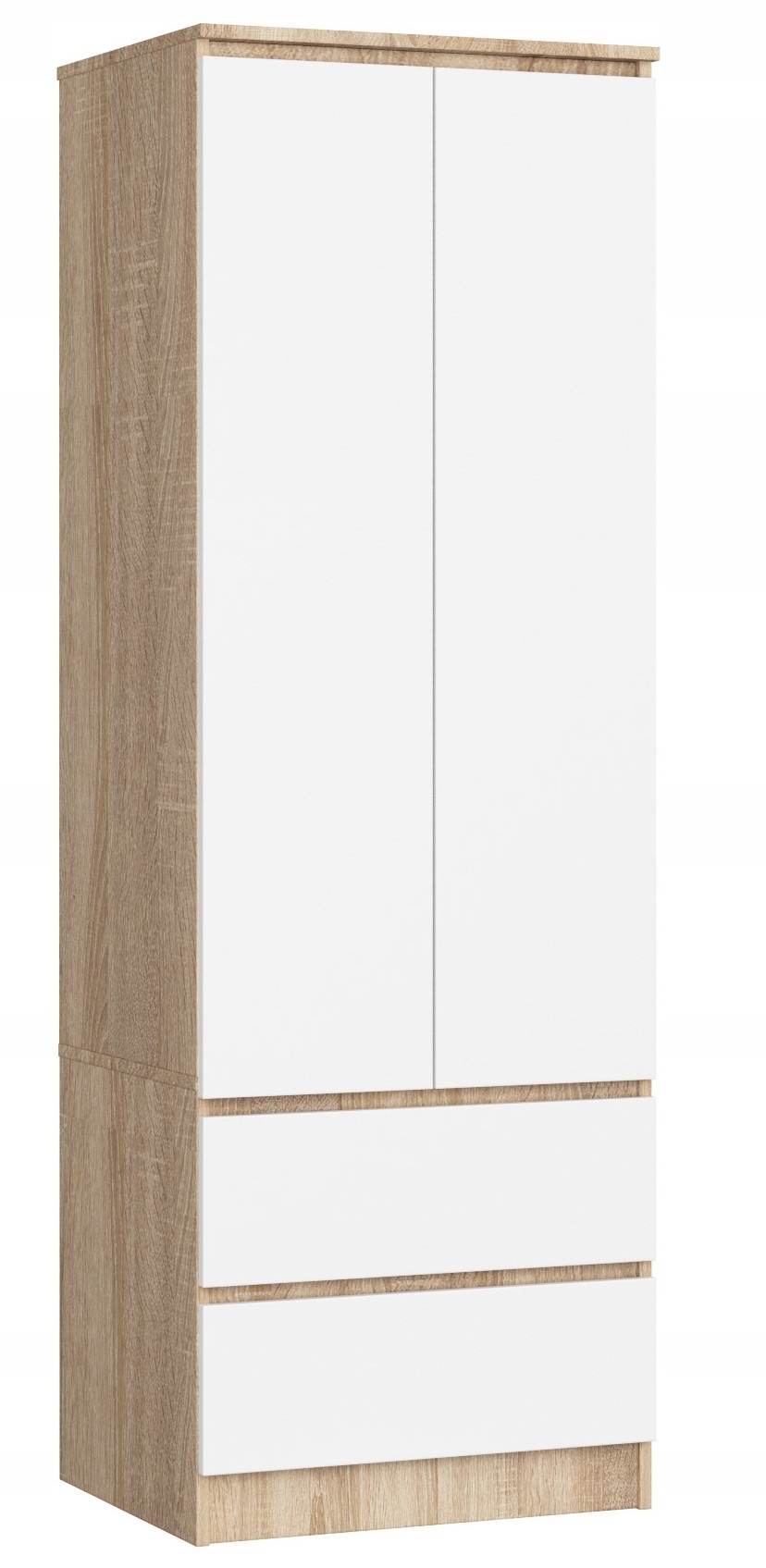 Šatníková Skriňa Star S 60 cm 2 Dvere 2 Zásuvky Pk Sonoma Biela Akd