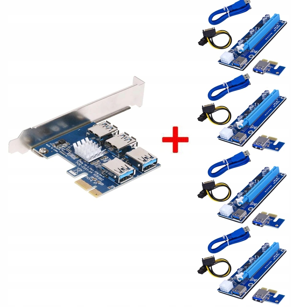 Адаптер PCI-E USB Riser SPLITTER + 4X RISER 009S