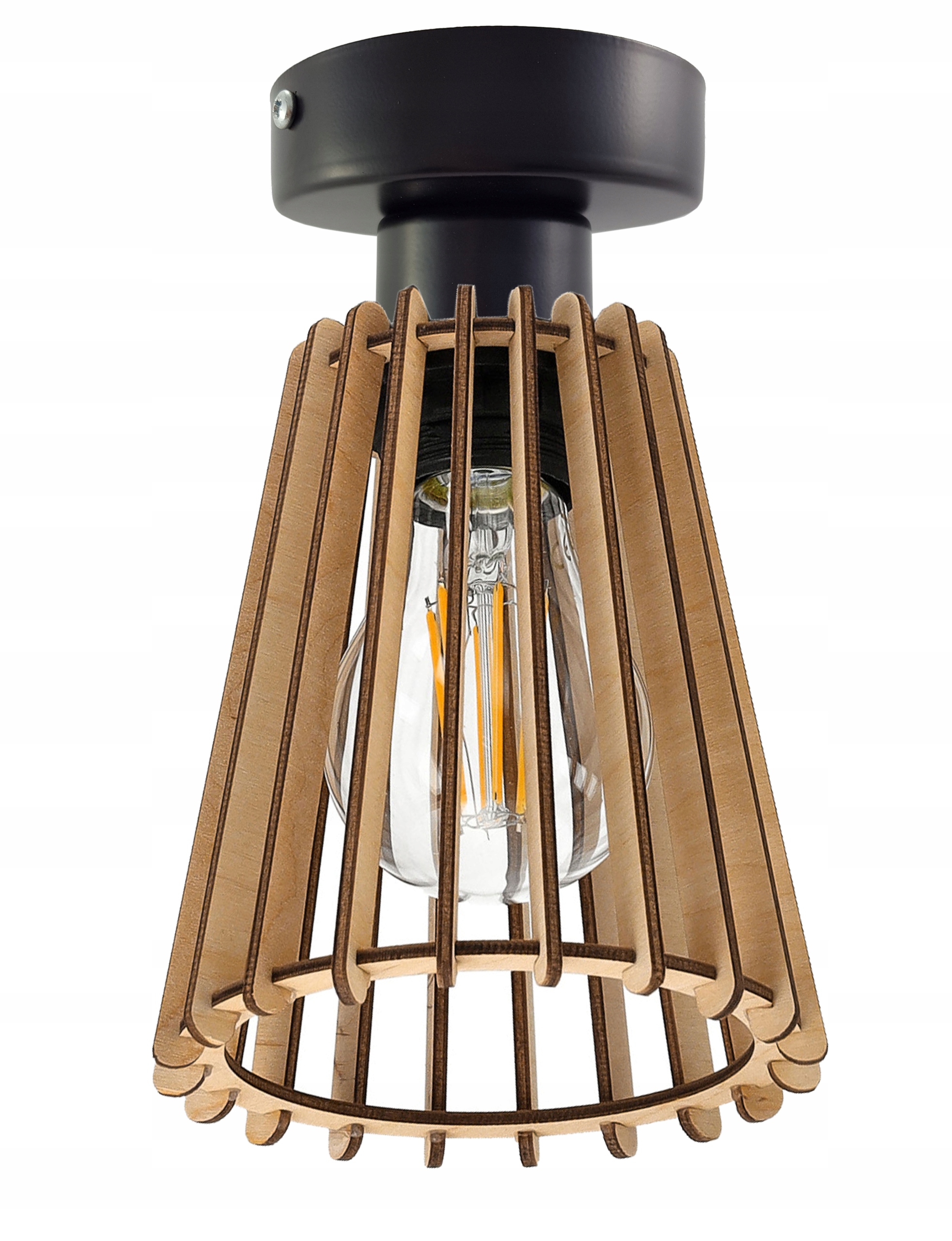 

Lampa stała sufitowa plafon Loft klosz drewno 1