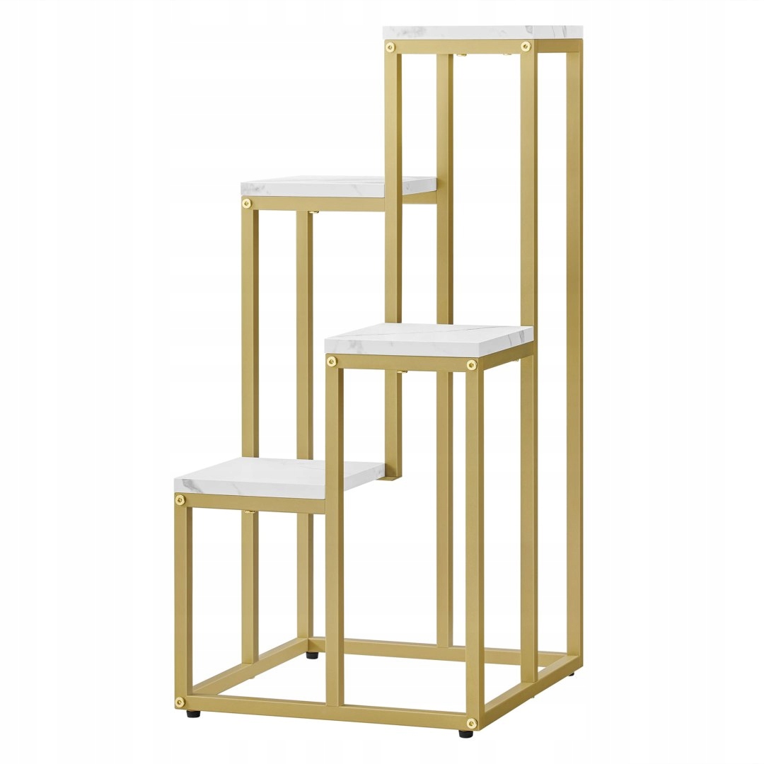 Regál s 4 policami mramor zlaté nohy