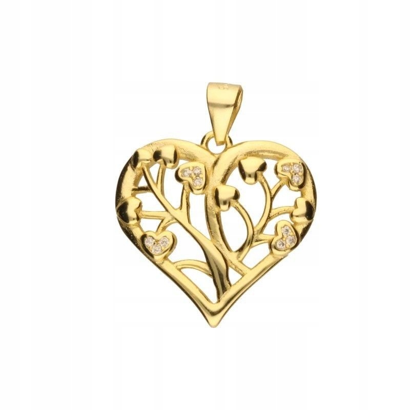 Přívěsek zlacené stříbro 925 elegantní přívěsek srdce prolamované strom listy