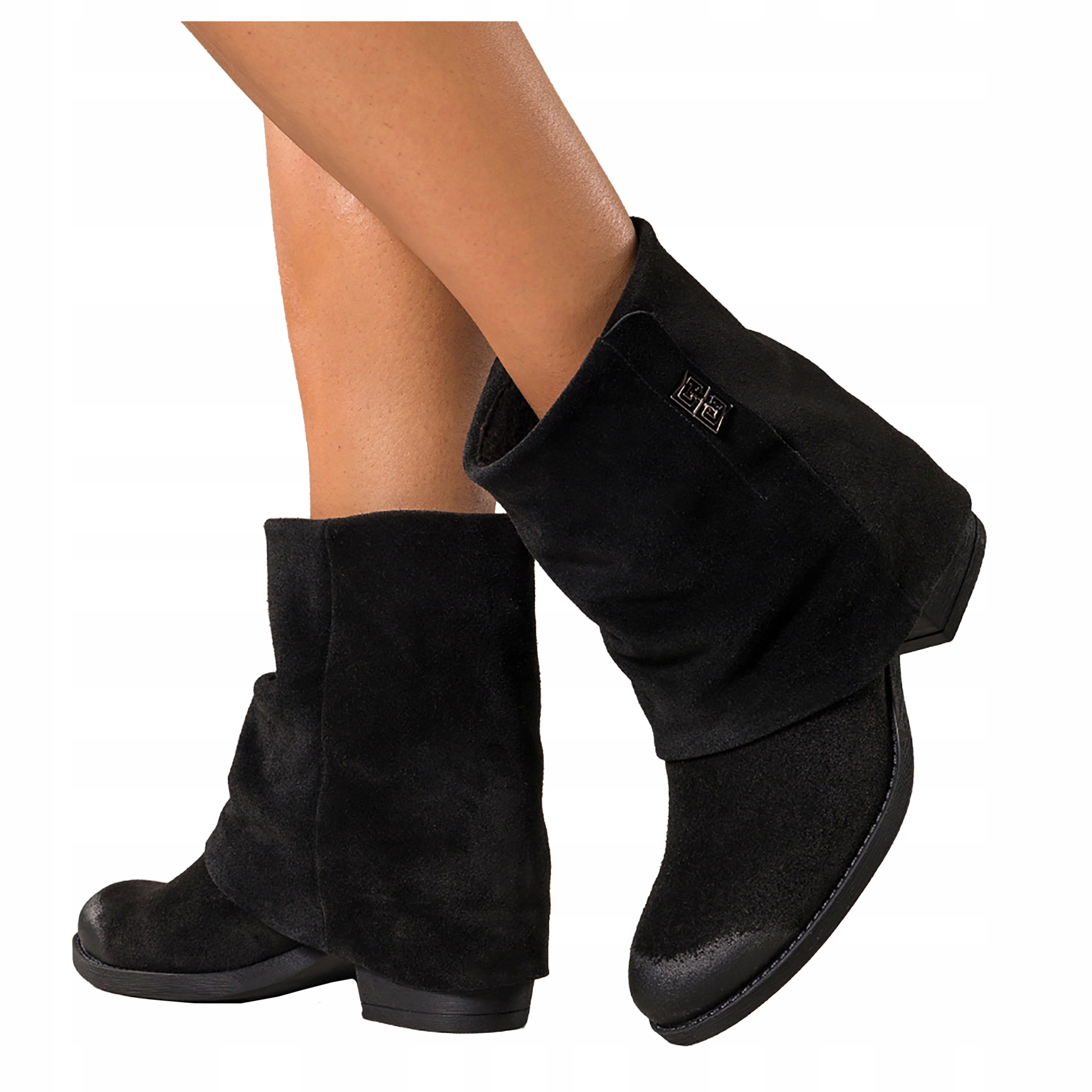 Kotníkové Boty Černé Dámské Kožené Kovbojské Boty Pohodlné Široké Svršek Módní vel. 37