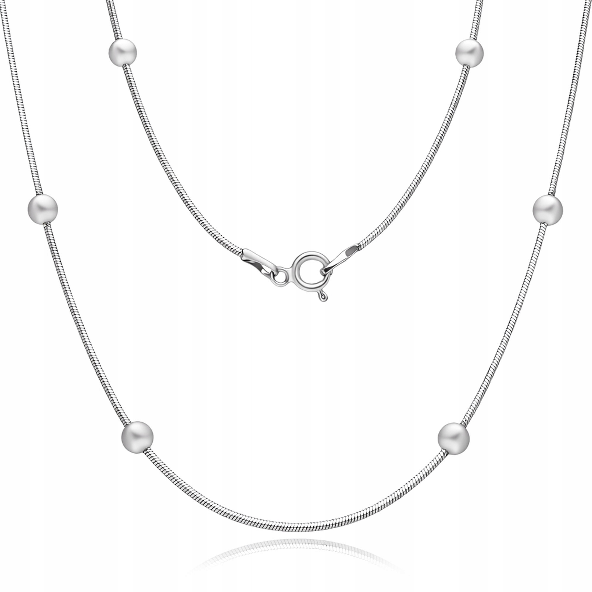 Stříbrný náhrdelník s kuličkami na lince, elegantní, dámský, 40 cm