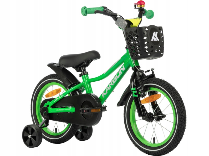 Rower dziecięcy Karbon Jazz 14 cali dla chłopca Zielony Neon