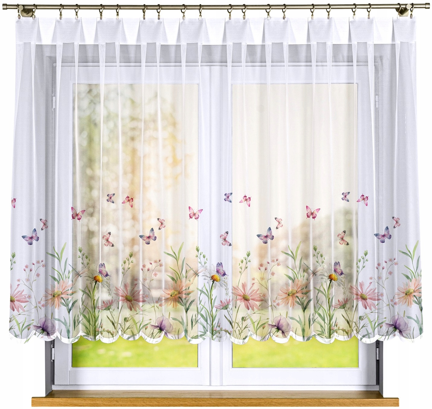 Louka s motýly záclona, vel 400 x 140 cm, potištěná (s lemováním)