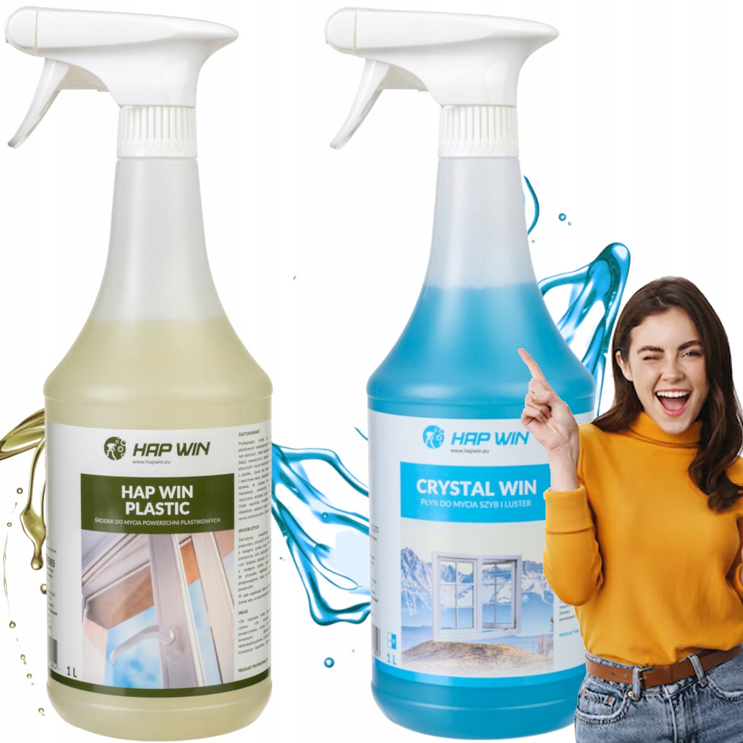 Levně Hap Win Crystal Plastic Sada Na Mytí Rychlých A Okenních Ram Pvc 2x 1000ml