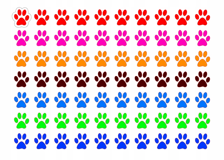 NAKLEJKI motywacyjne 70szt-18mm PSIE ŁAPKI