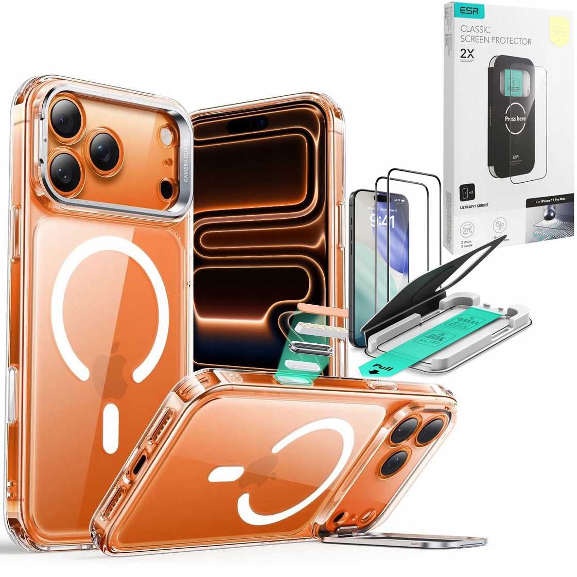 Esr Set Hybridní Pouzdro s MagSafe 2x ochranné Sklo pro iPhone 17 Pro Max